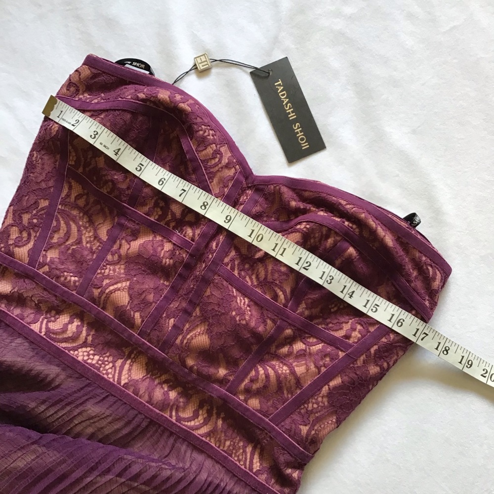 Tadashi  shoji strapless lace dress gown burgundy - Picture 10 of 11